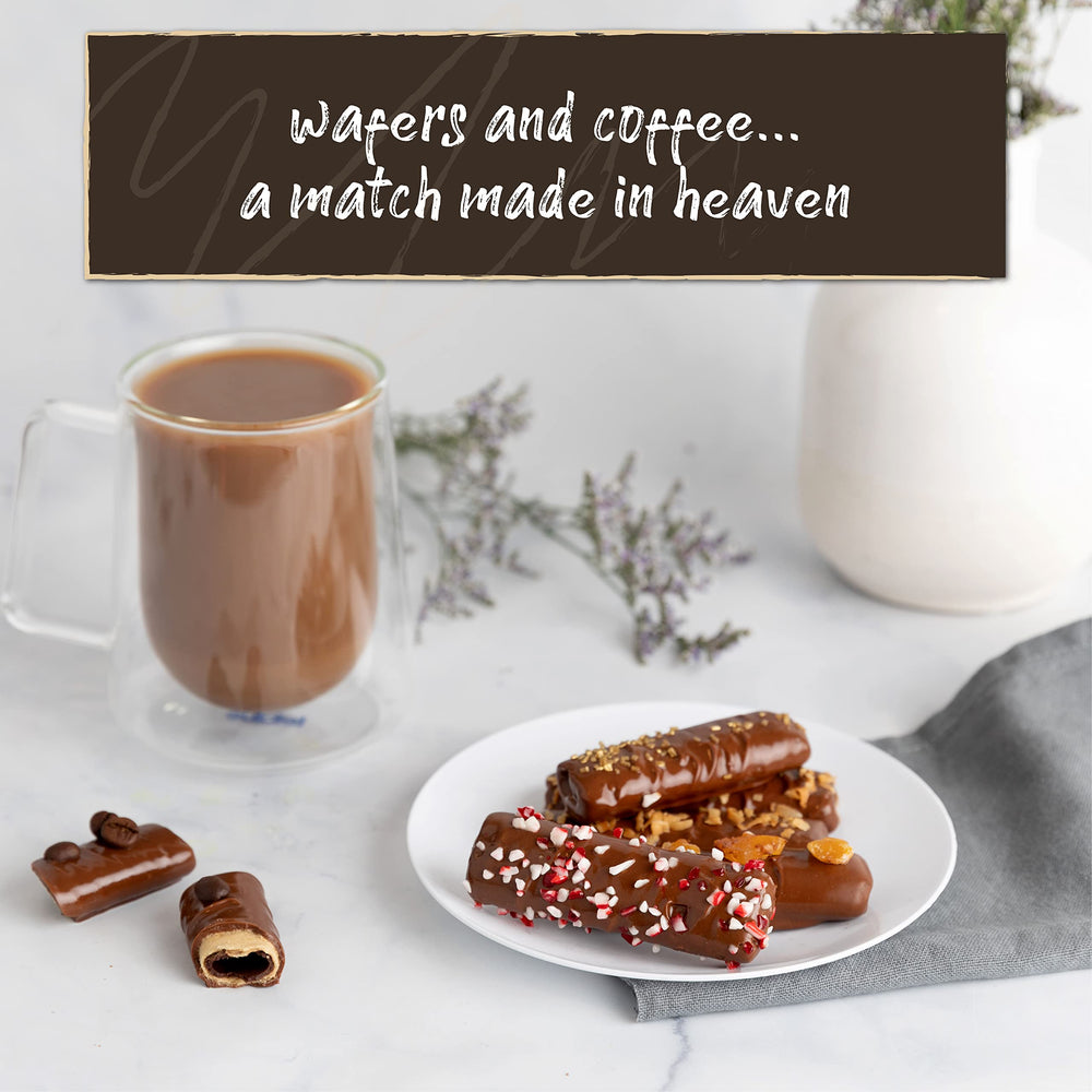 Granny Bella's hand-dipped wafers showcase artisanal craftsmanship with a silky chocolate finish.