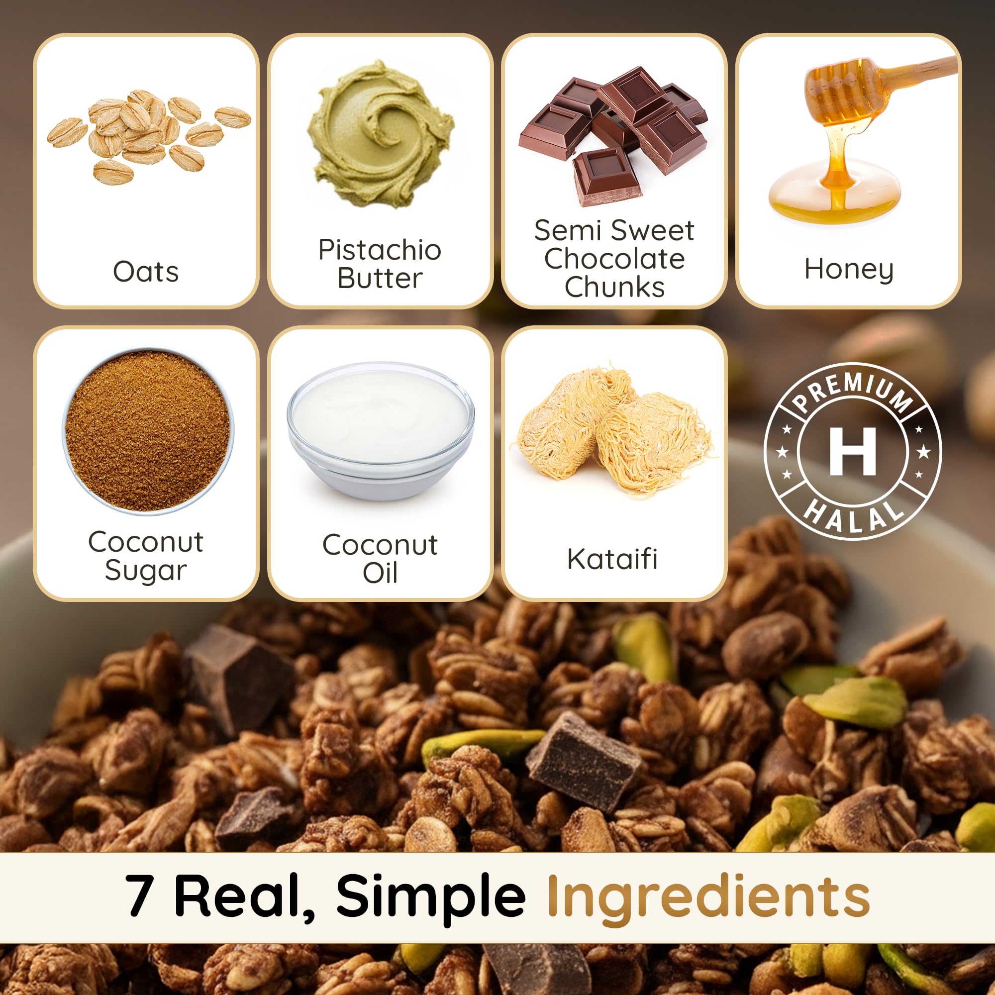 Handmade small-batch Granolaful Dubai Chocolate Cereal