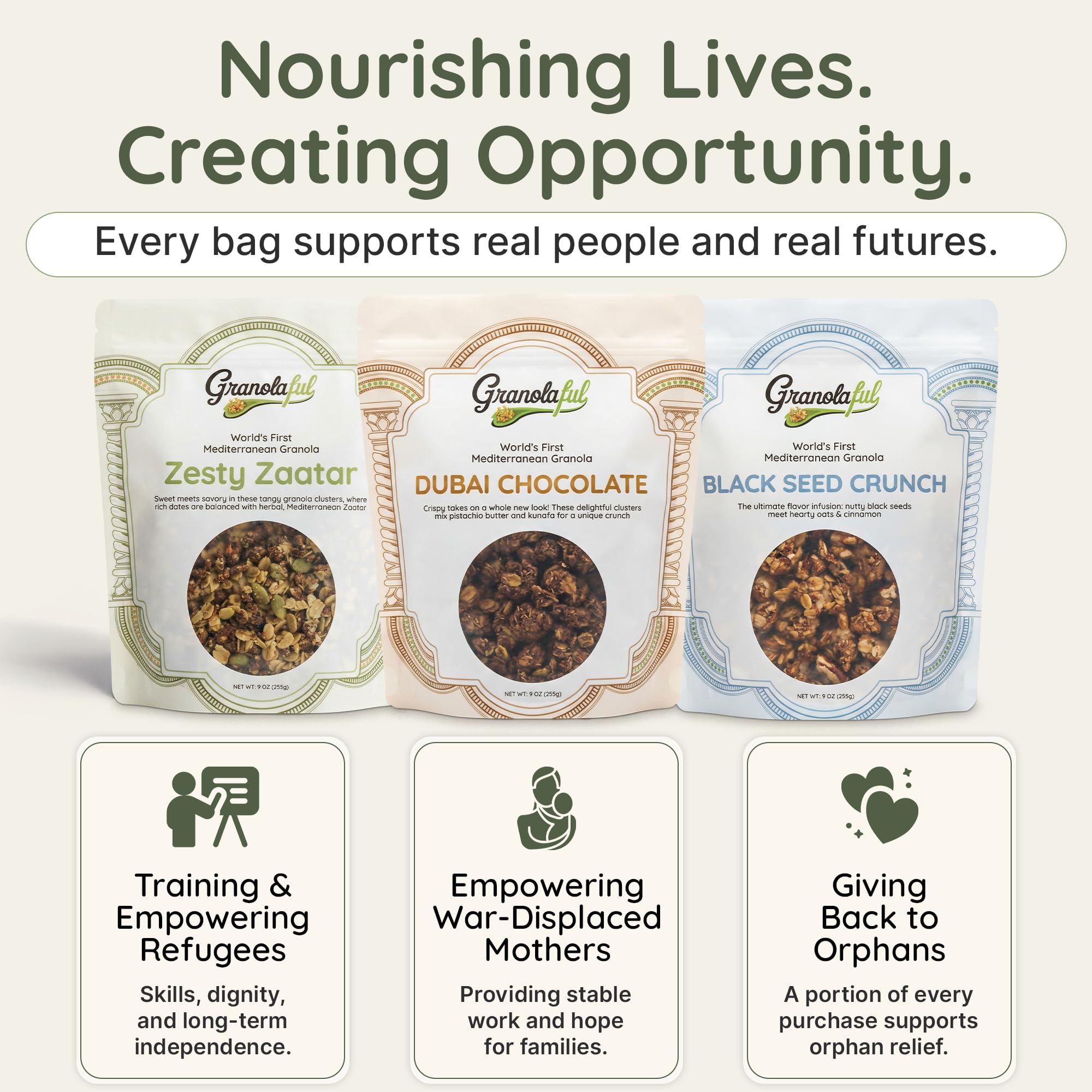 Whole oats and natural sugars in Granolaful Dubai Chocolate Cereal