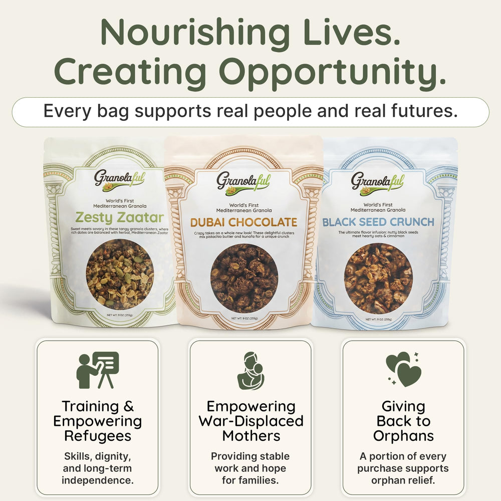 Whole oats and natural sugars in Granolaful Dubai Chocolate Cereal