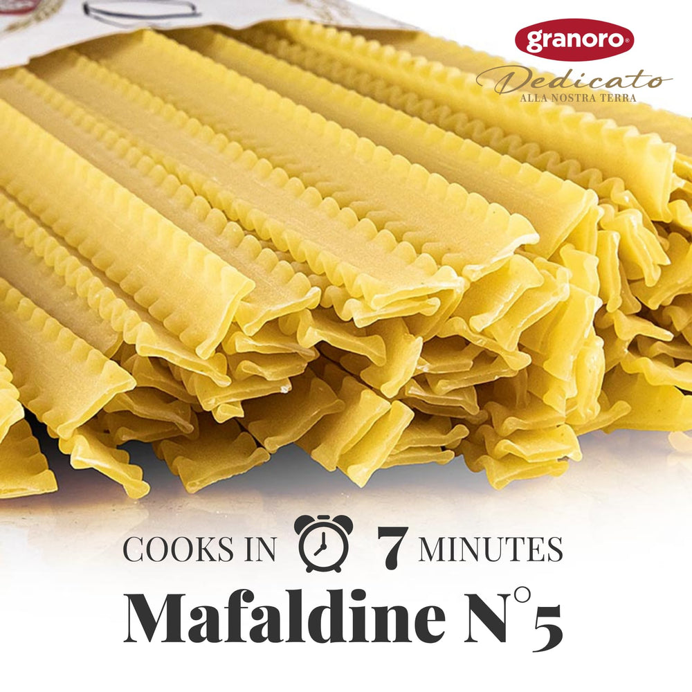 Granoro Mafaldine No.5 golden color from slow drying preserves aroma.