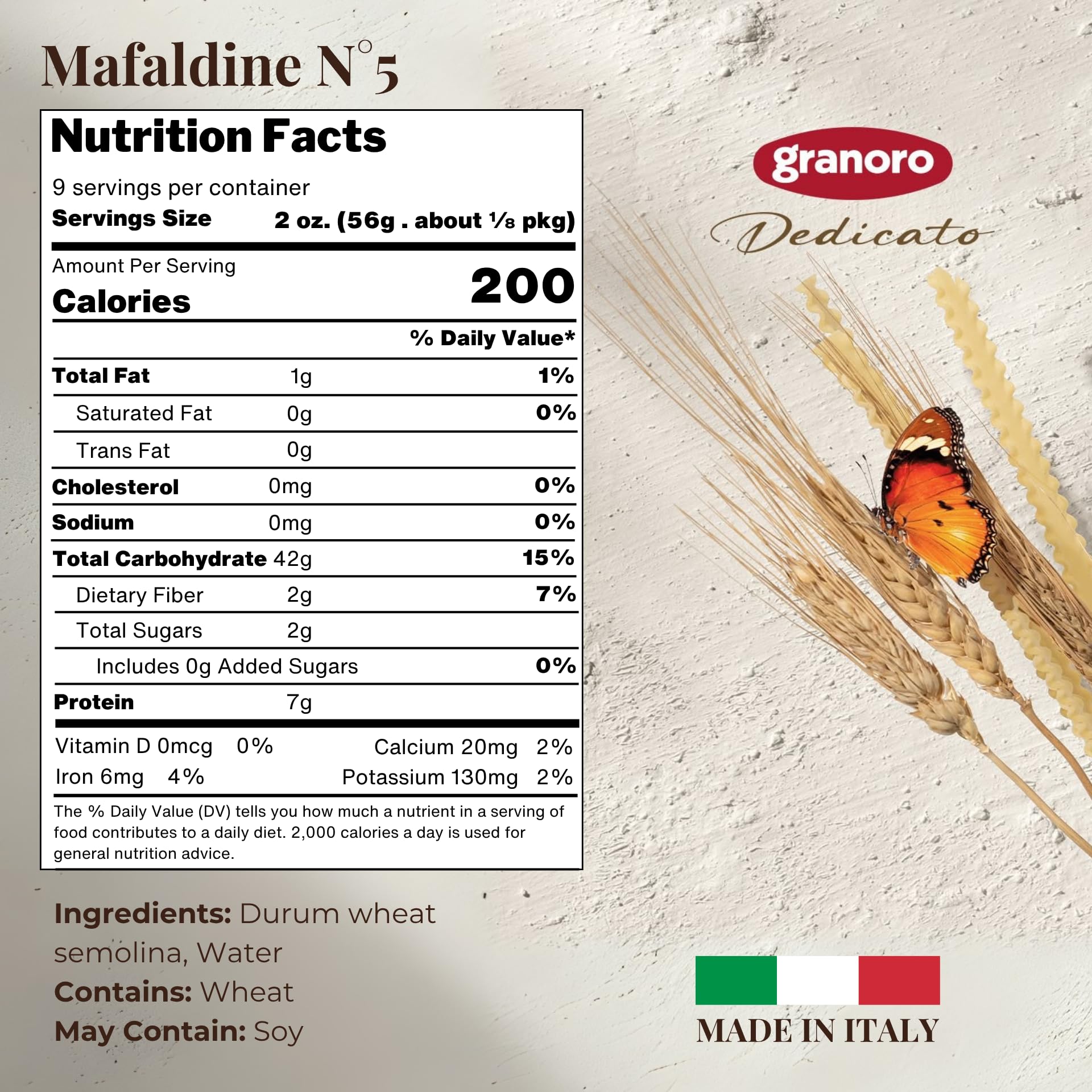 Granoro Dedicato Mafaldine No.5 textured surface grips sauces evenly.