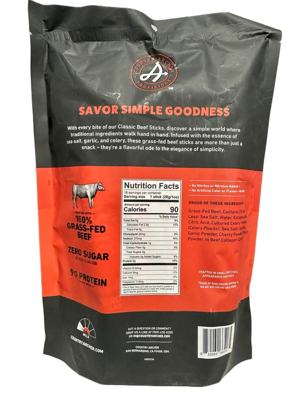 Grass-Fed Beef Sticks Classic serving idea, ready-to-eat snack for hiking and lunch
