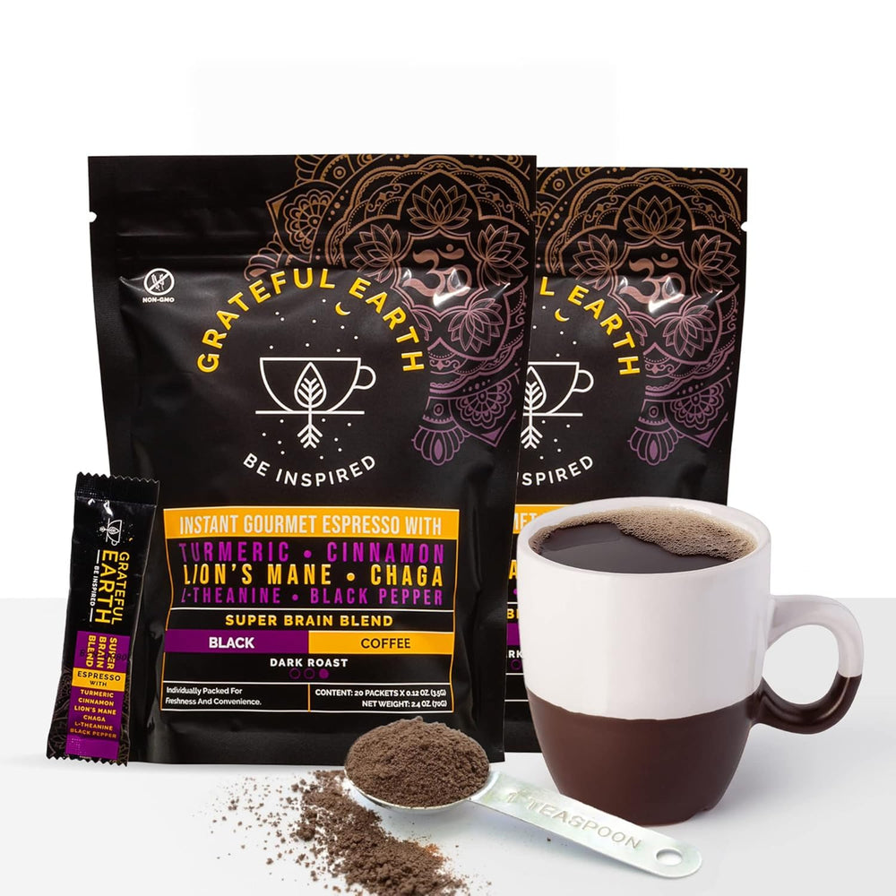 Gluten-free ingredients support clean labels in Grateful Earth Mushroom Coffee.