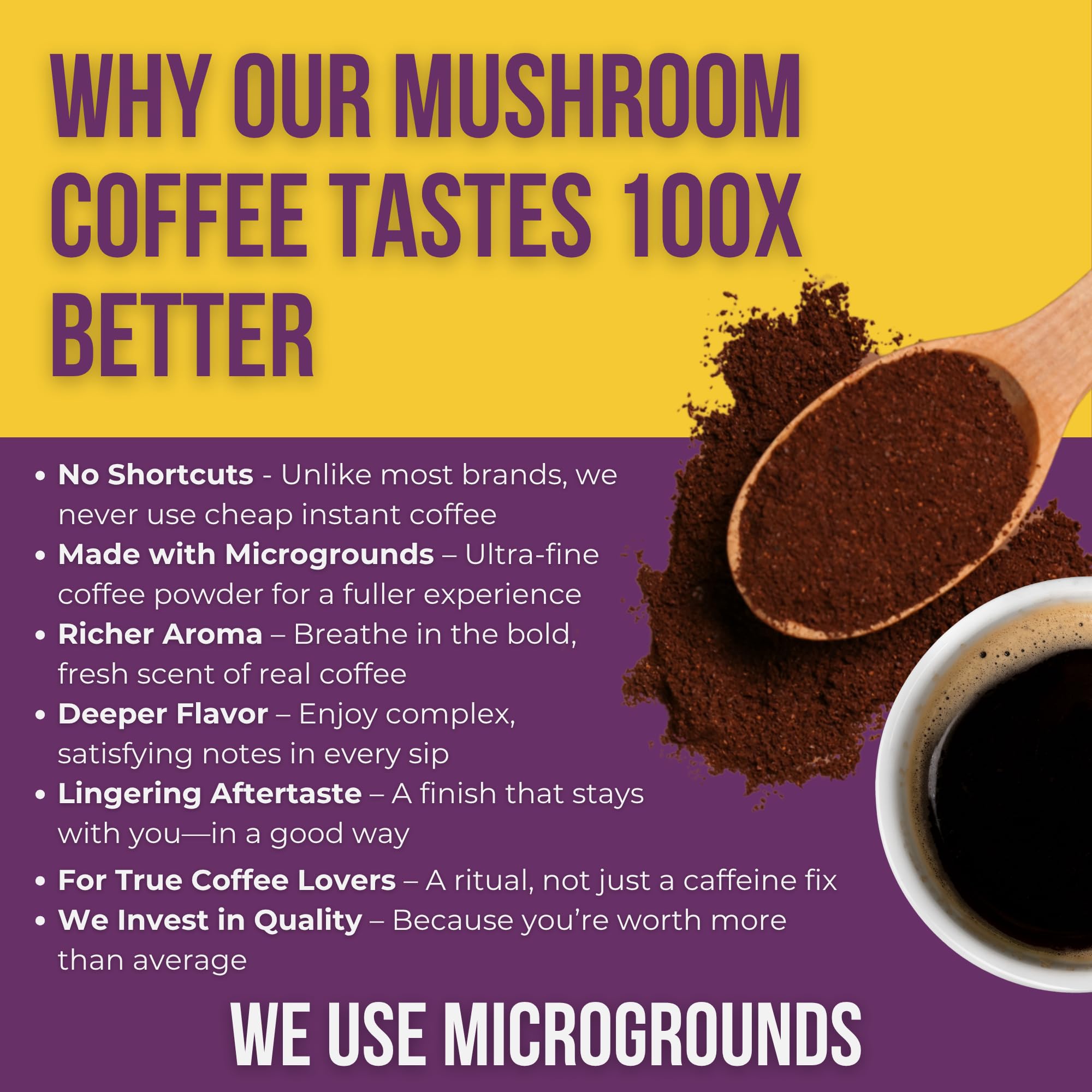 Turmeric-cinnamon spice note enhances warm, inviting taste of Grateful Earth Mushroom Coffee.