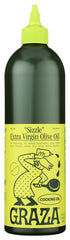 Graza Sizzle bottle pour demonstrating smooth stream for sautéing and finishing dishes.