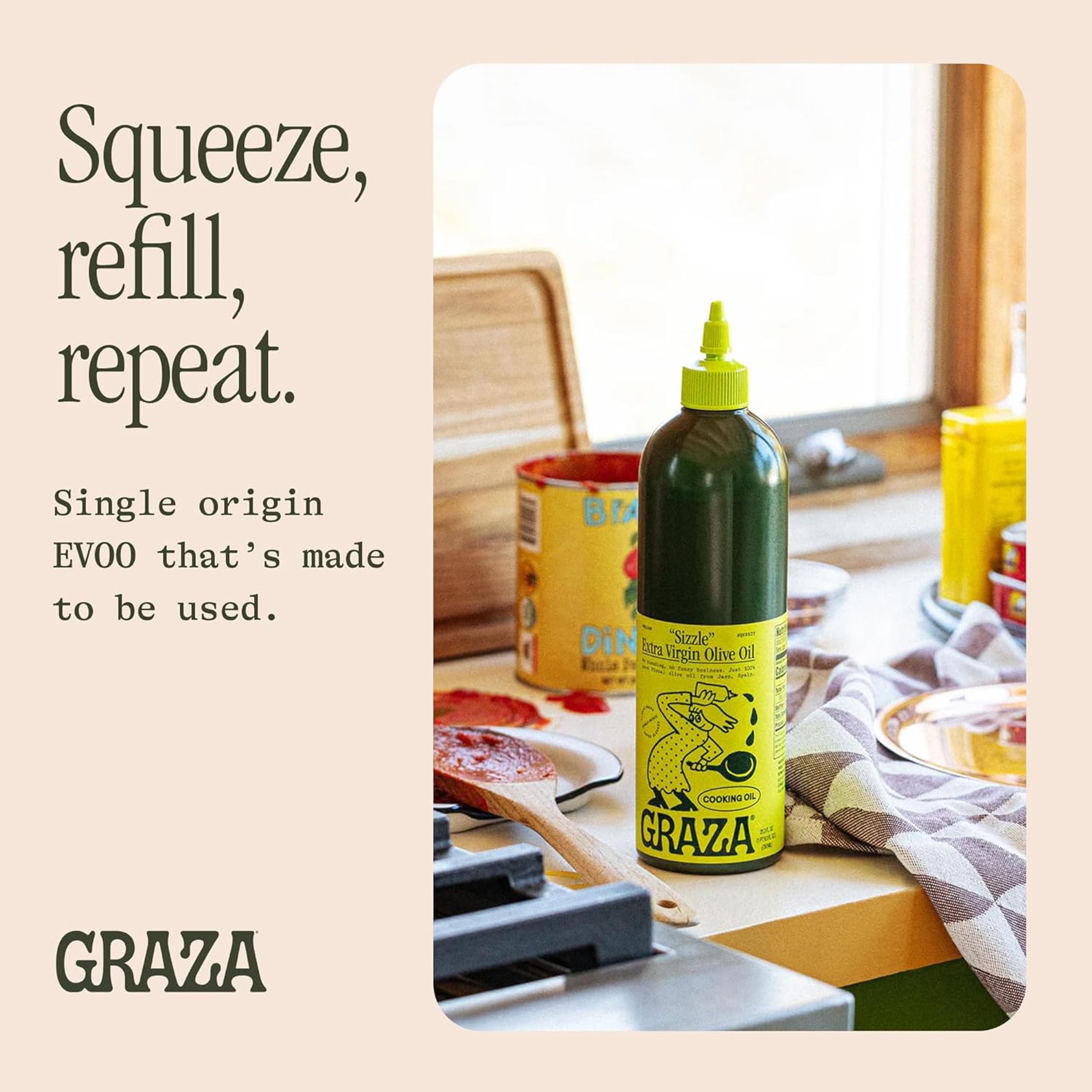 Graza Sizzle bottle on a pantry shelf ready for everyday meals