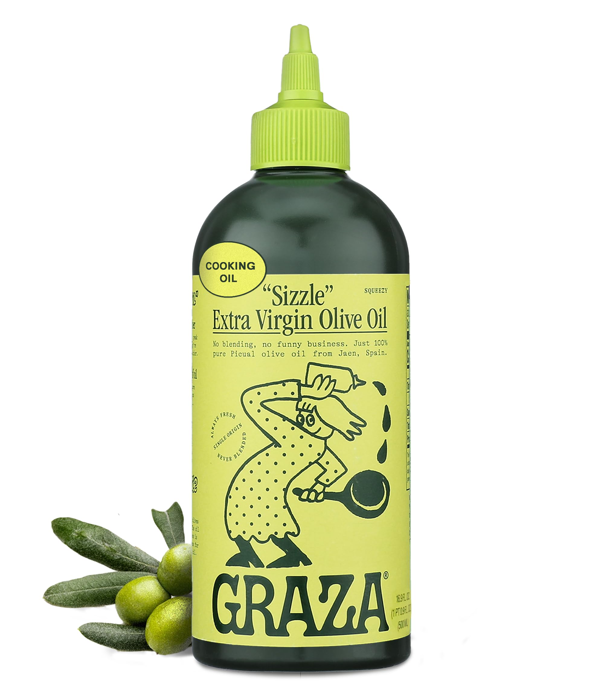 Graza Sizzle olive oil bottle with pour-spout for easy daily use