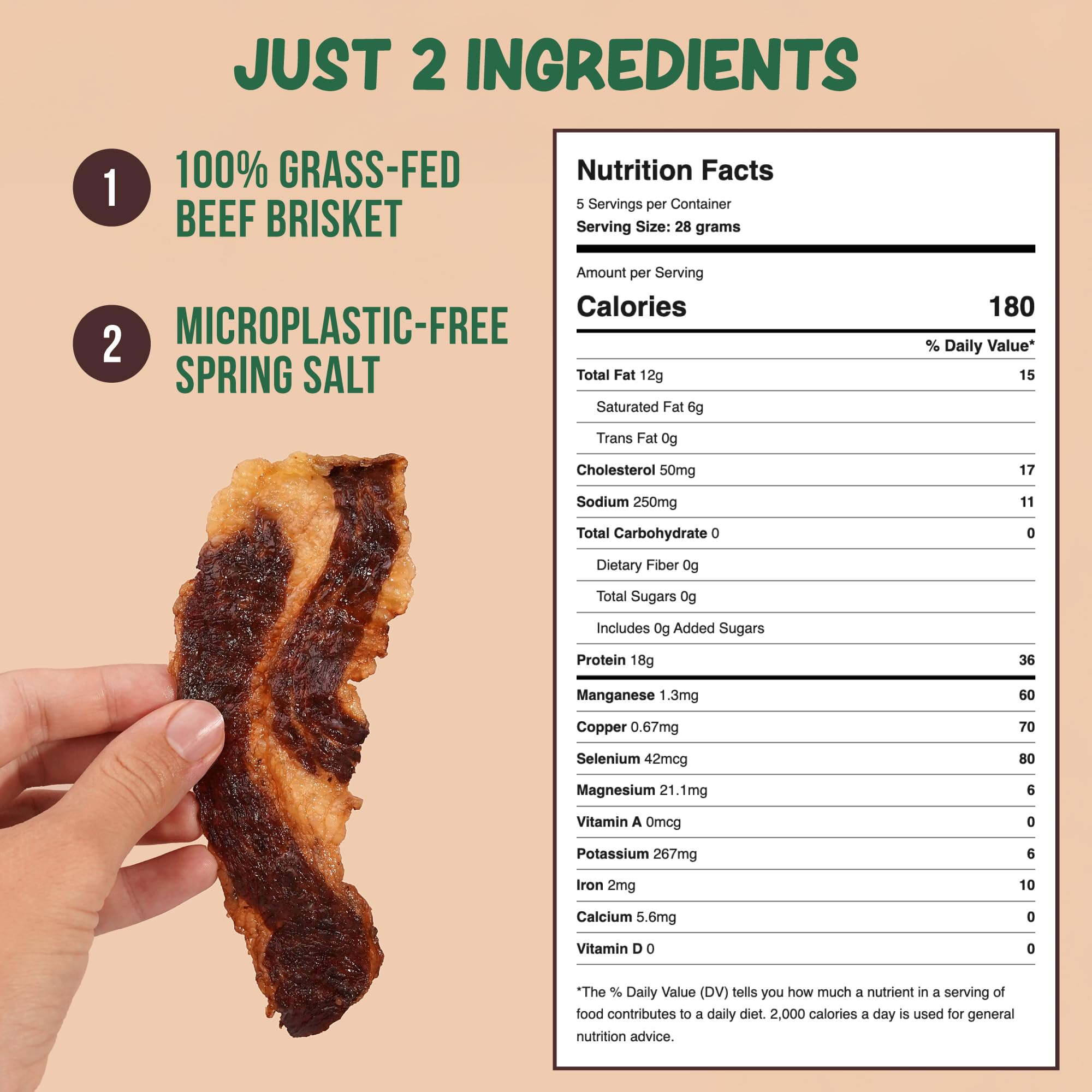 Grazly beef brisket slab 5oz-pack—on-the-go protein snack.