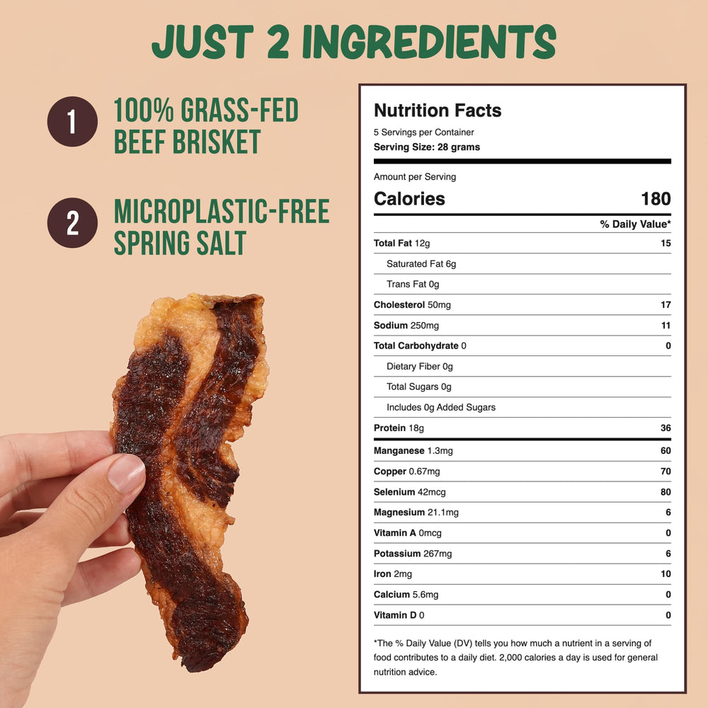 Grazly beef brisket slab 5oz-pack—on-the-go protein snack.
