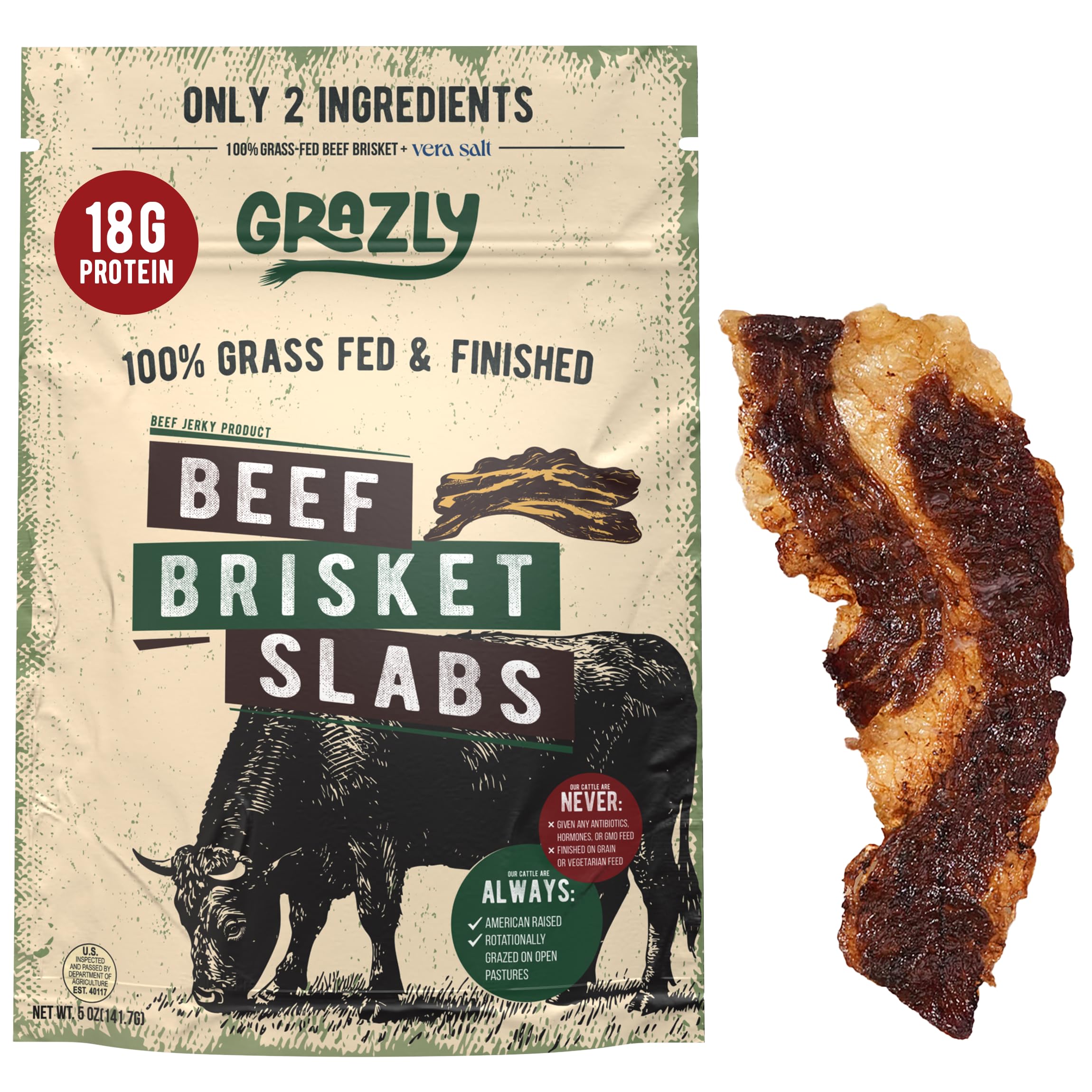 Grazly beef brisket slab raw 1lb—high-protein fueling.