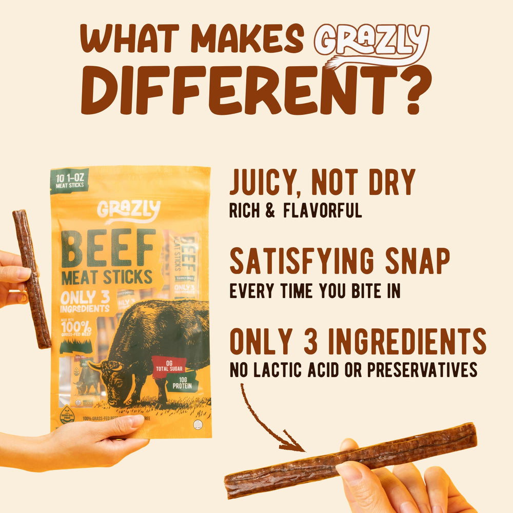 Three-ingredient Grazly label highlights simple, clean ingredients for a natural snack.