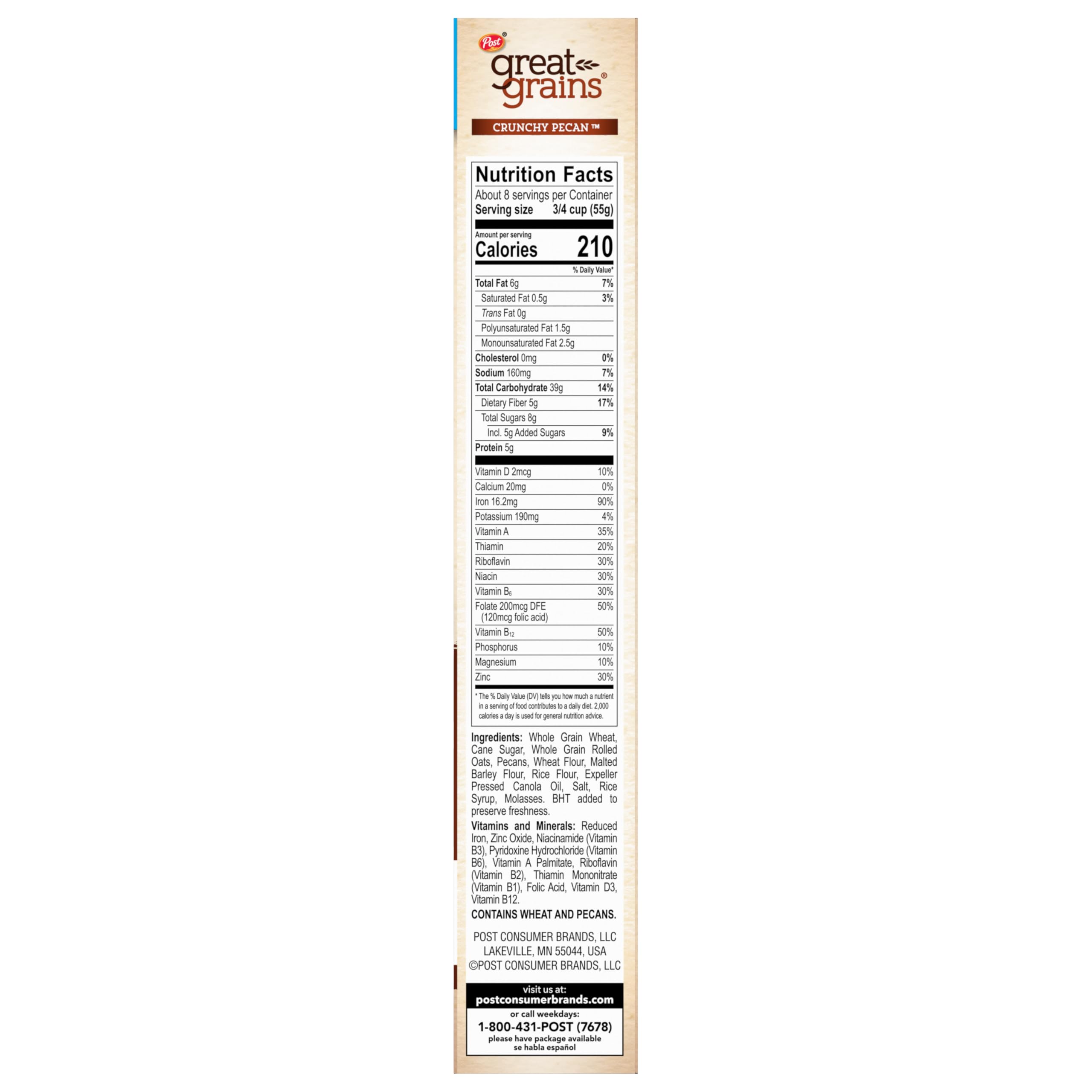 Great Grains Crunchy Pecans whole grains per serving badge.