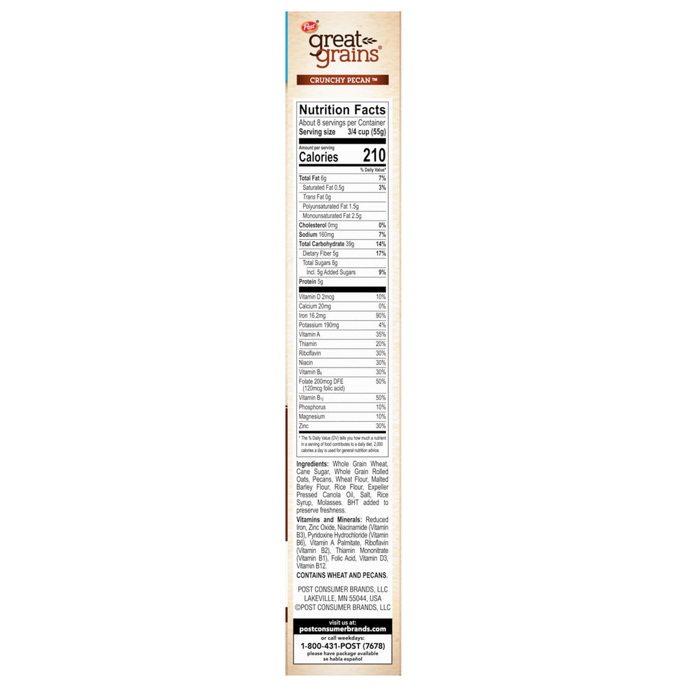 Great Grains Crunchy Pecans whole grains per serving badge.