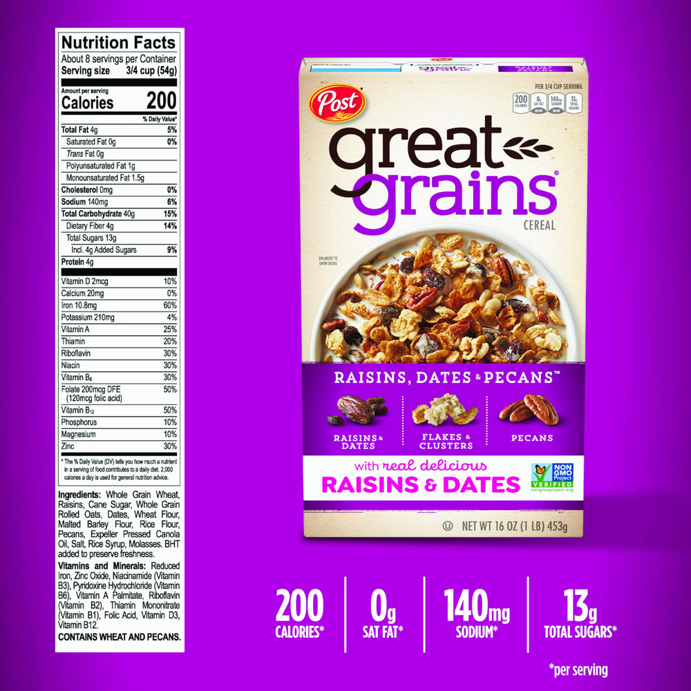 Great Grains fiber-rich breakfast option icon on packaging