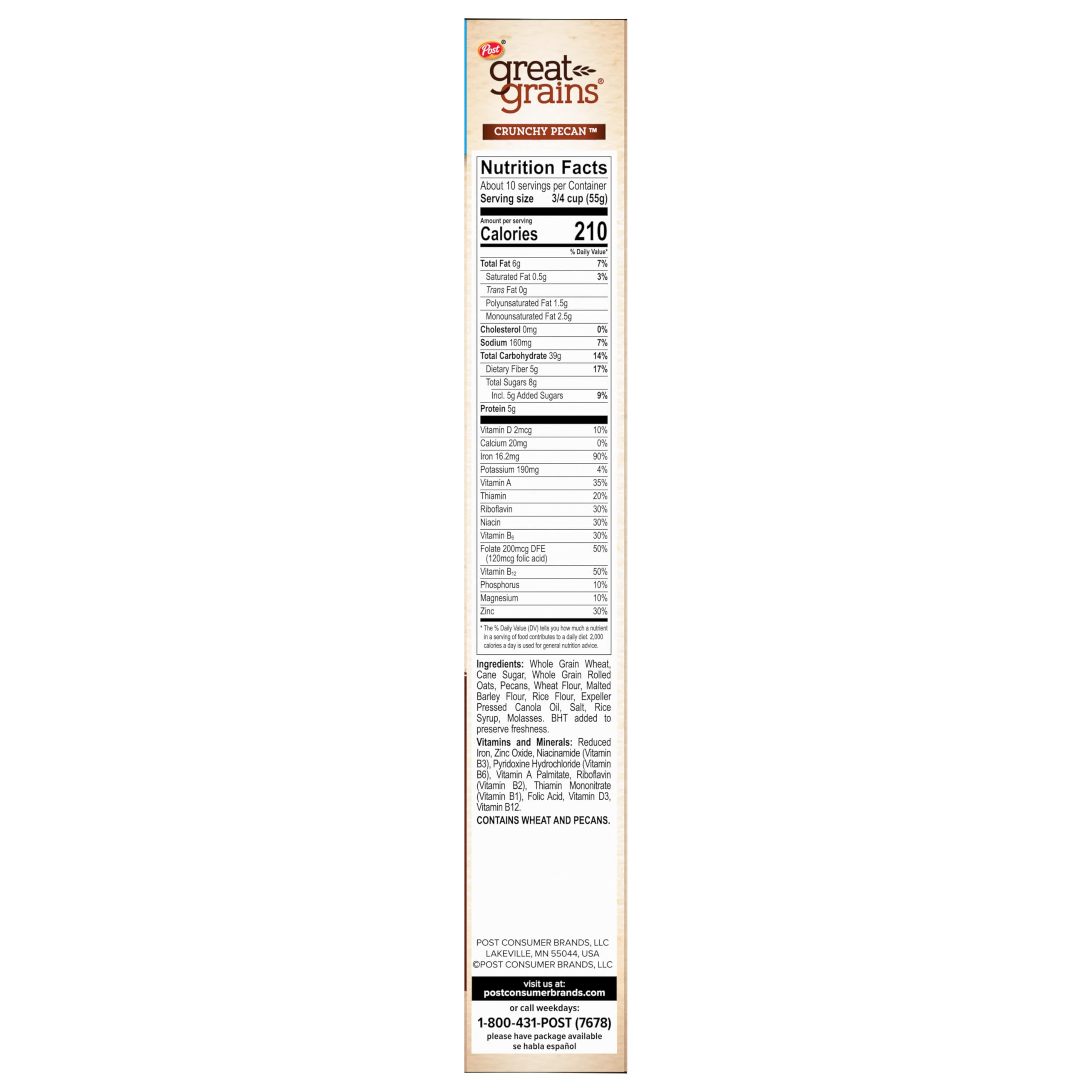 Great Grains whole grain per serving graphic on the box