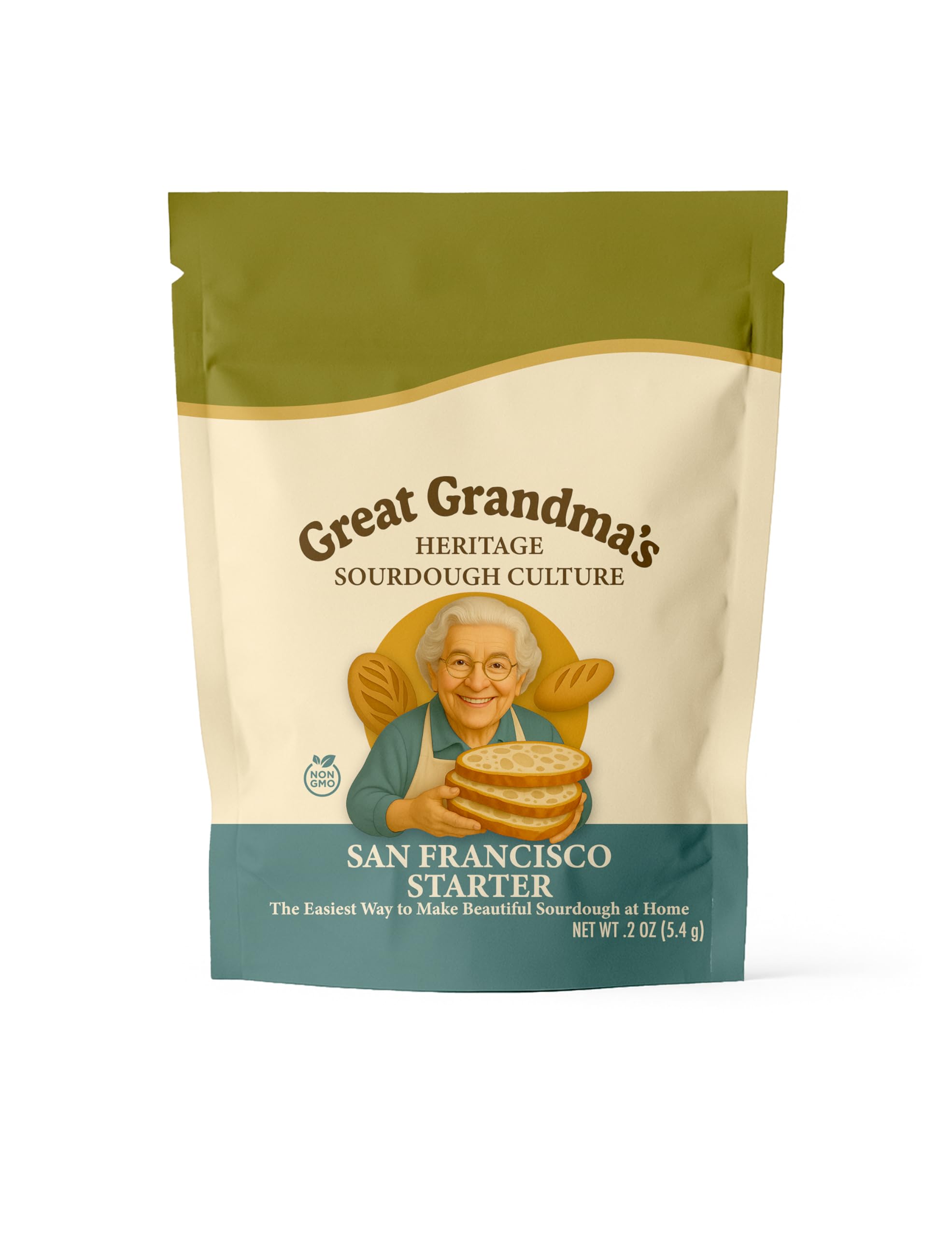 Great Grandma’s SF starter kit packaging shown, ideal for storage and gifting.