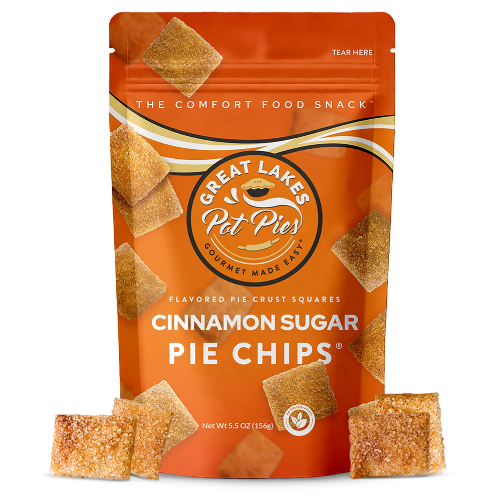 Great Lakes Pot Pies Cinnamon Sugar Pie Chips serving suggestion on a plate