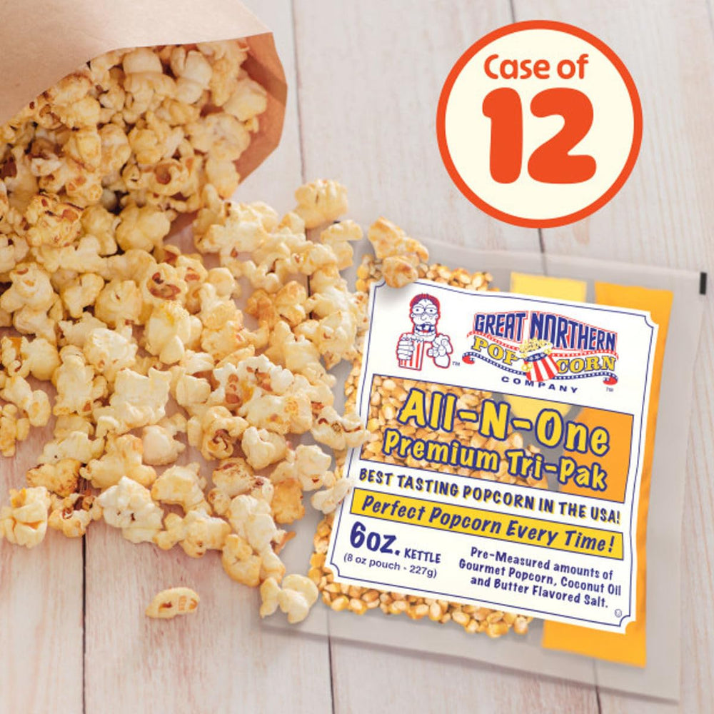 Great Northern Popcorn 6oz-kernel-packets pre-measured for consistent batches.