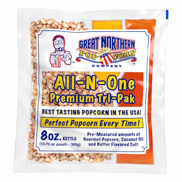 Great Northern Popcorn All-in-One 10.75oz Tri-Pack ready for quick movie-night batches