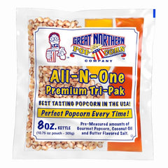 Great Northern Popcorn All-in-One 10.75oz Tri-Pack ready for quick movie-night batches