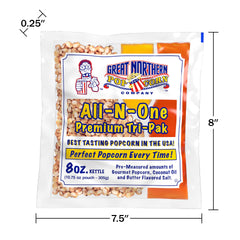 Great Northern Popcorn coconut oil packet demonstrating convenient oil for consistent flavor
