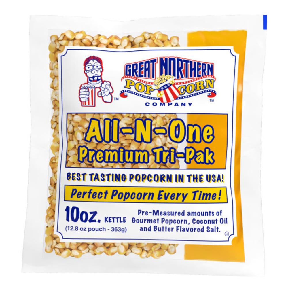 Great Northern Popcorn at-home cinema setup with all-in-one packs for easy movie nights.