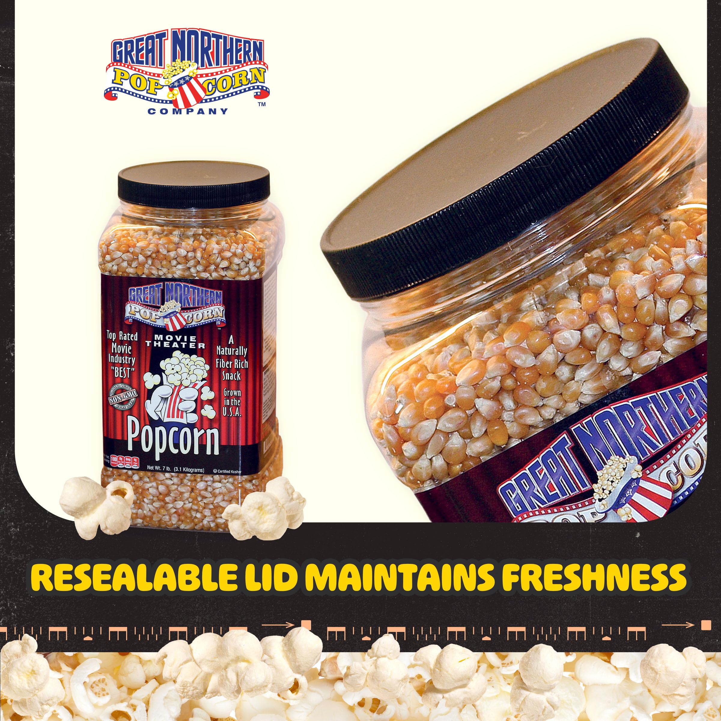 Stovetop popping with Great Northern kernels for fluffy, even pops