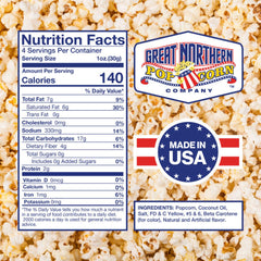 Great Northern Popcorn premeasured kernel-oil-salt setup for quick, mess-free popping.