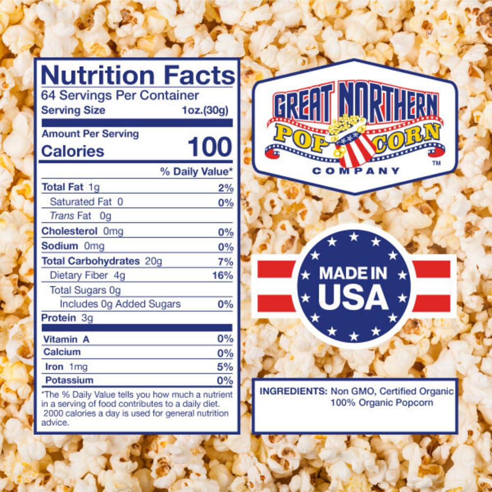 Great Northern Popcorn Gourmet Kernels Closeup highlighting premium texture for fluffy corn