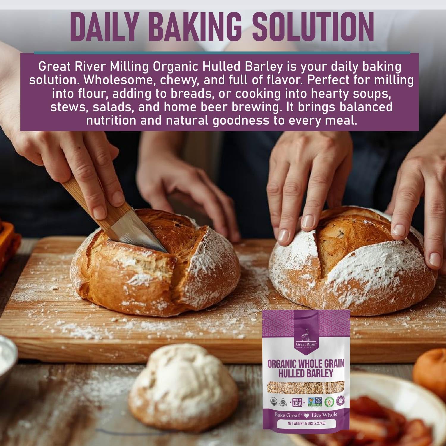Great River Milling barley dish plated, showcasing a fiber-rich, wholesome side option.