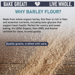 Great River Milling Organic Barley Flour pancake batter showing nutty texture