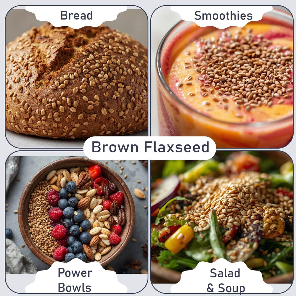 Great River Milling five-pound pantry pack of flaxseed for home use.