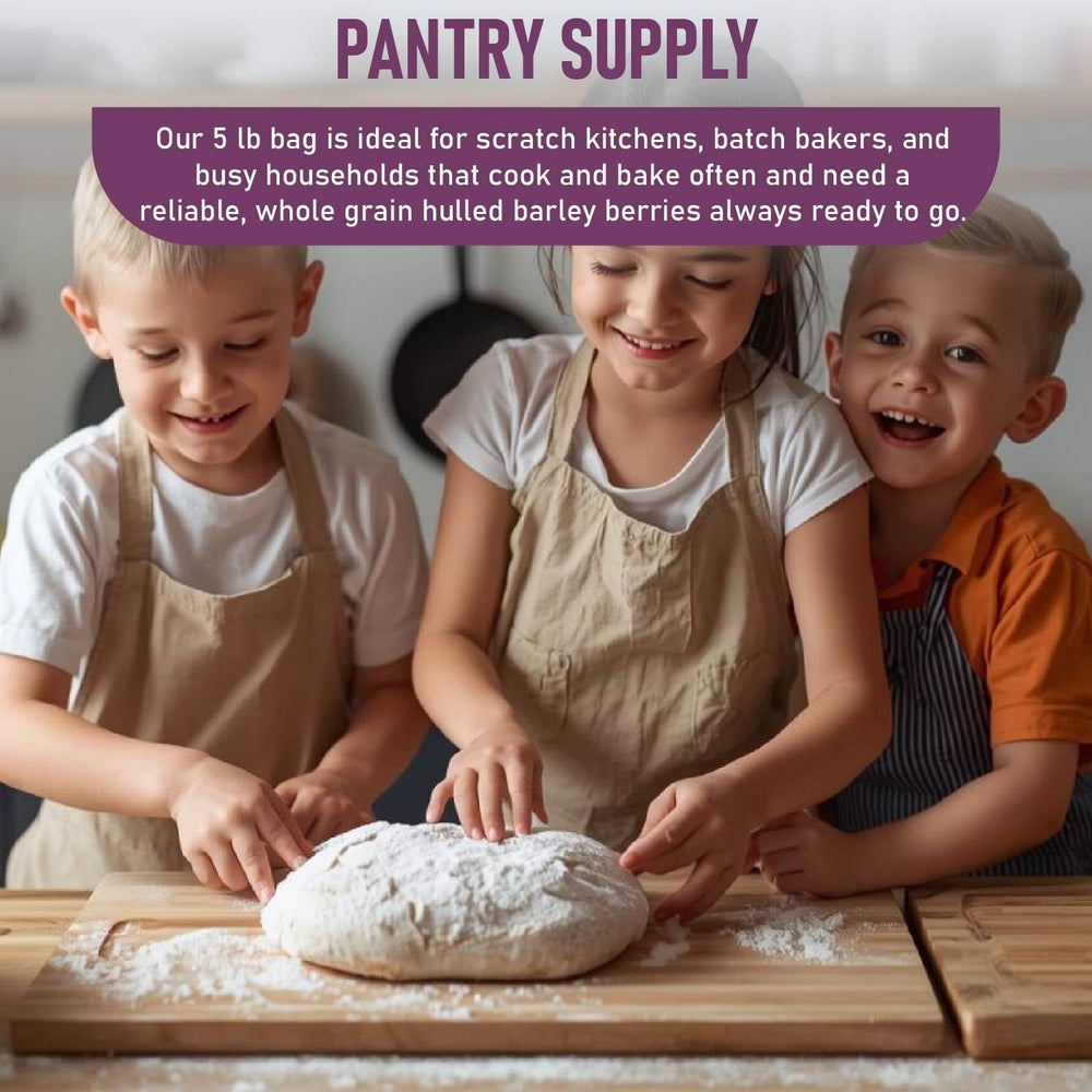 Great River Milling hulled barley dough, highlighting its nutty flavor in bakery recipes.