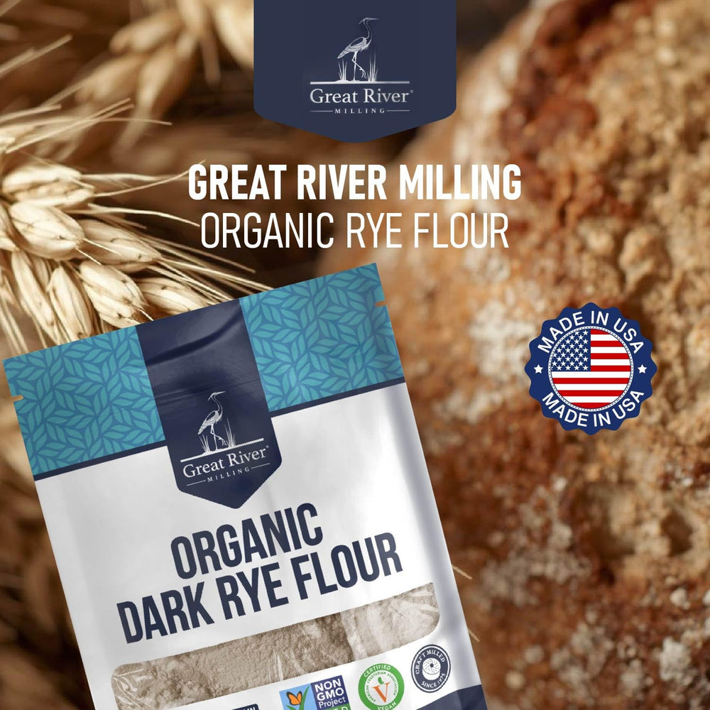 Non-GMO label on Great River Milling rye flour for transparent ingredients