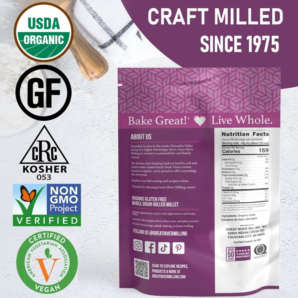 Great River Milling millet for plant-based meals and energy-friendly breakfasts.