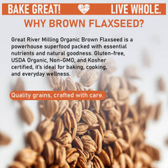 Great River Milling organic brown flaxseed in a bowl for easy morning boosts.