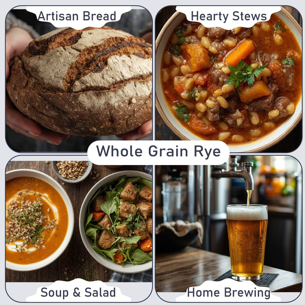 Great River Milling organic hulled barley pouring into a measuring cup, great for precise batches.
