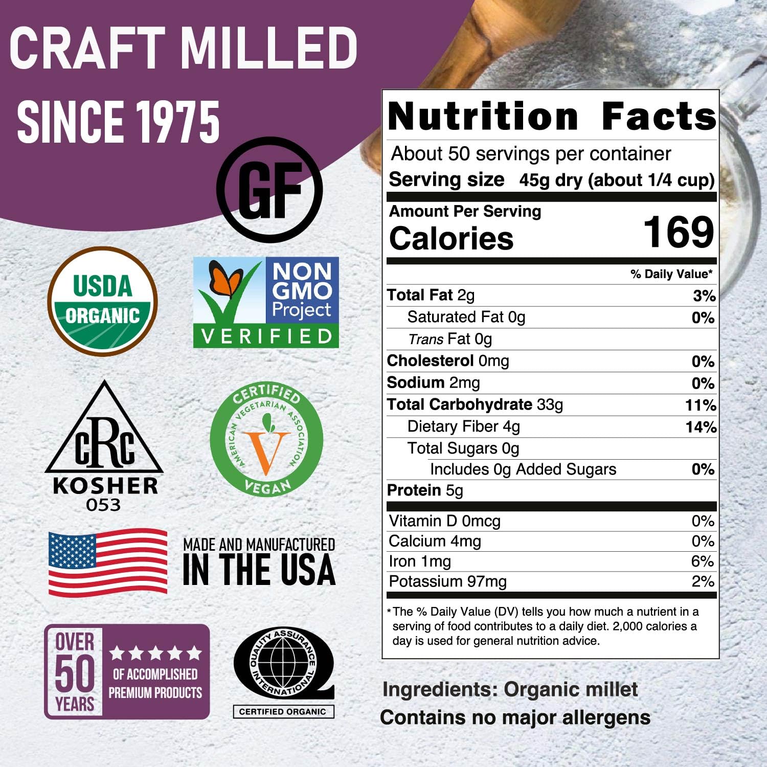 Great River Milling organic hulled millet cooking pot, quick gluten-free meal.
