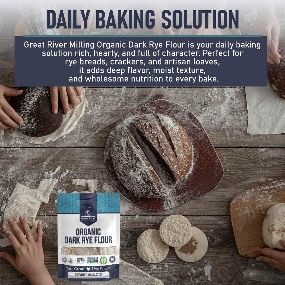 Kosher-certified Great River Milling rye flour label for clean-label baking