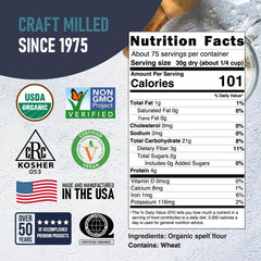 Great River Milling Organic Spelt Flour being poured for pancake batter