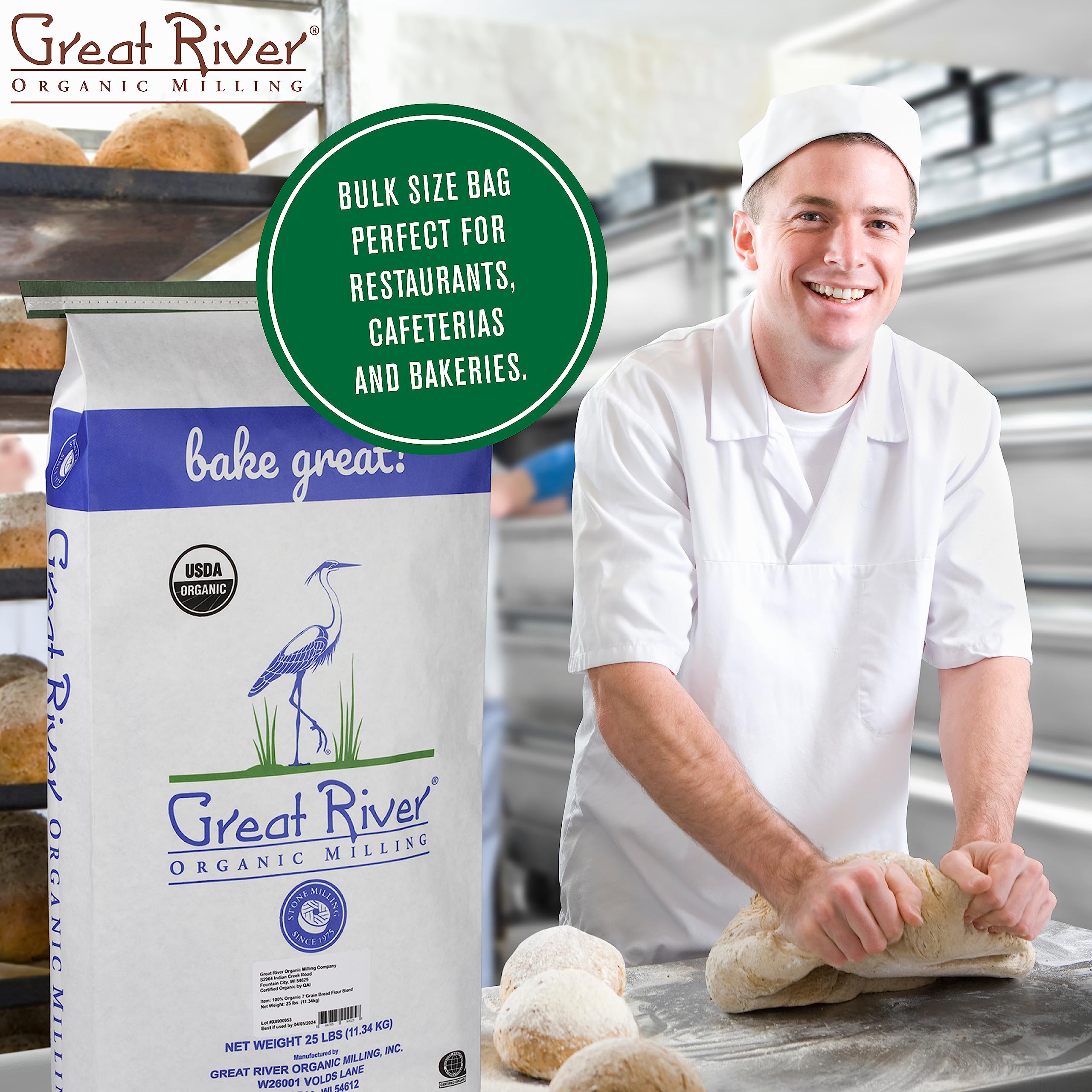 Great River Milling flour and measuring spoon for precise recipes and outcomes.