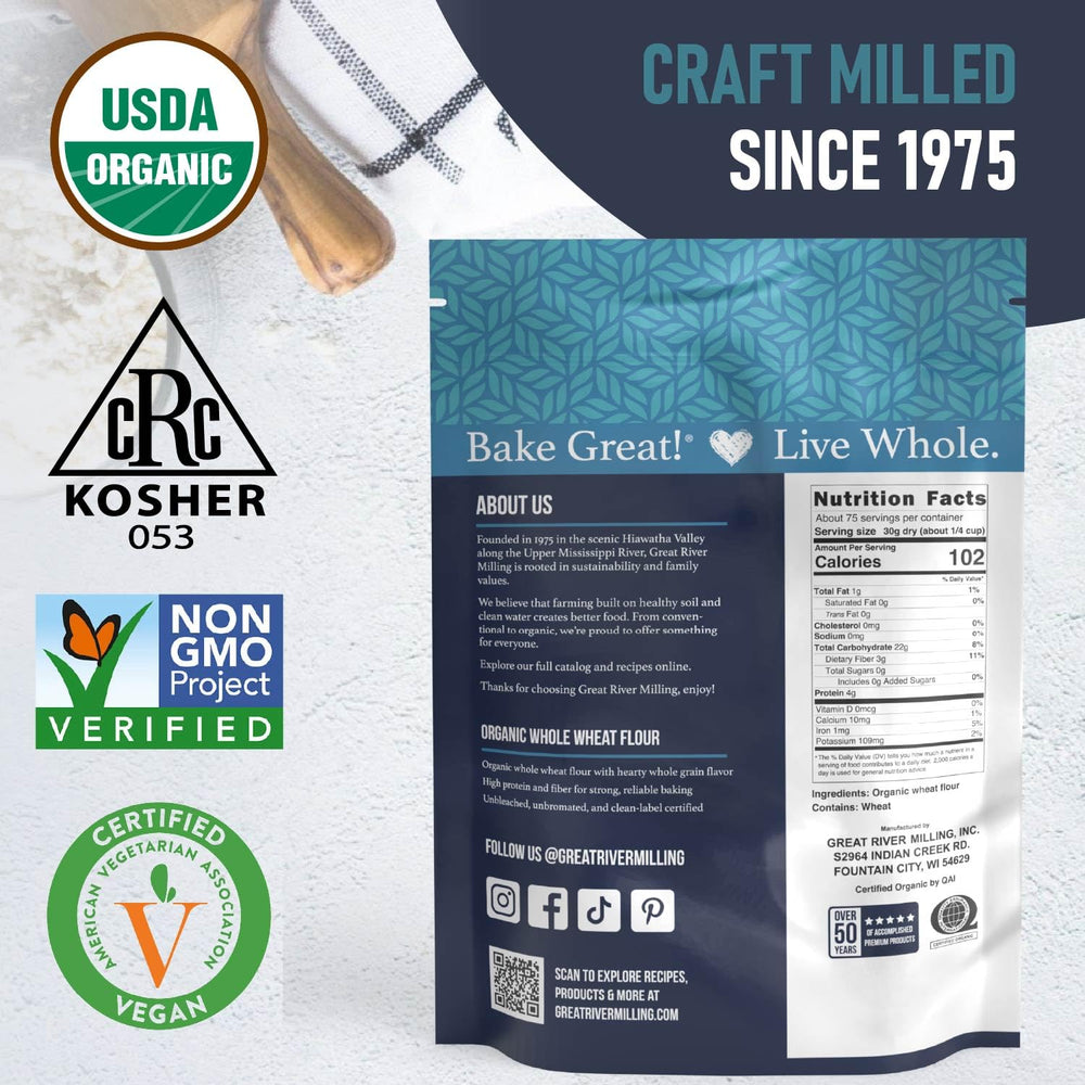 Great River Milling Organic Whole Wheat Flour fiber-rich option for hearty baking