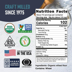 Great River Milling Organic Whole Wheat Flour measuring cup showing versatile sourdough and rolls baking