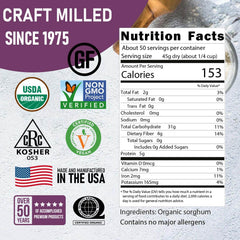 Great River Milling sorghum grains close-up, highlighting protein-rich, gluten-free pantry staple.
