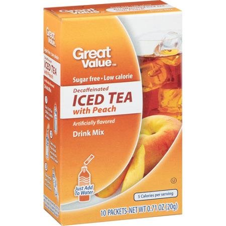 Great Value decaffeinated peach iced tea drink mix pack-2 for on-the-go refreshment