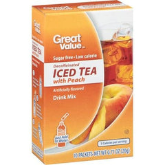 Great Value decaffeinated peach iced tea drink mix pack-2 for on-the-go refreshment