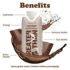 Greater Than Cocoa Cream flavor in glass offers a velvety, dairy-free treat.