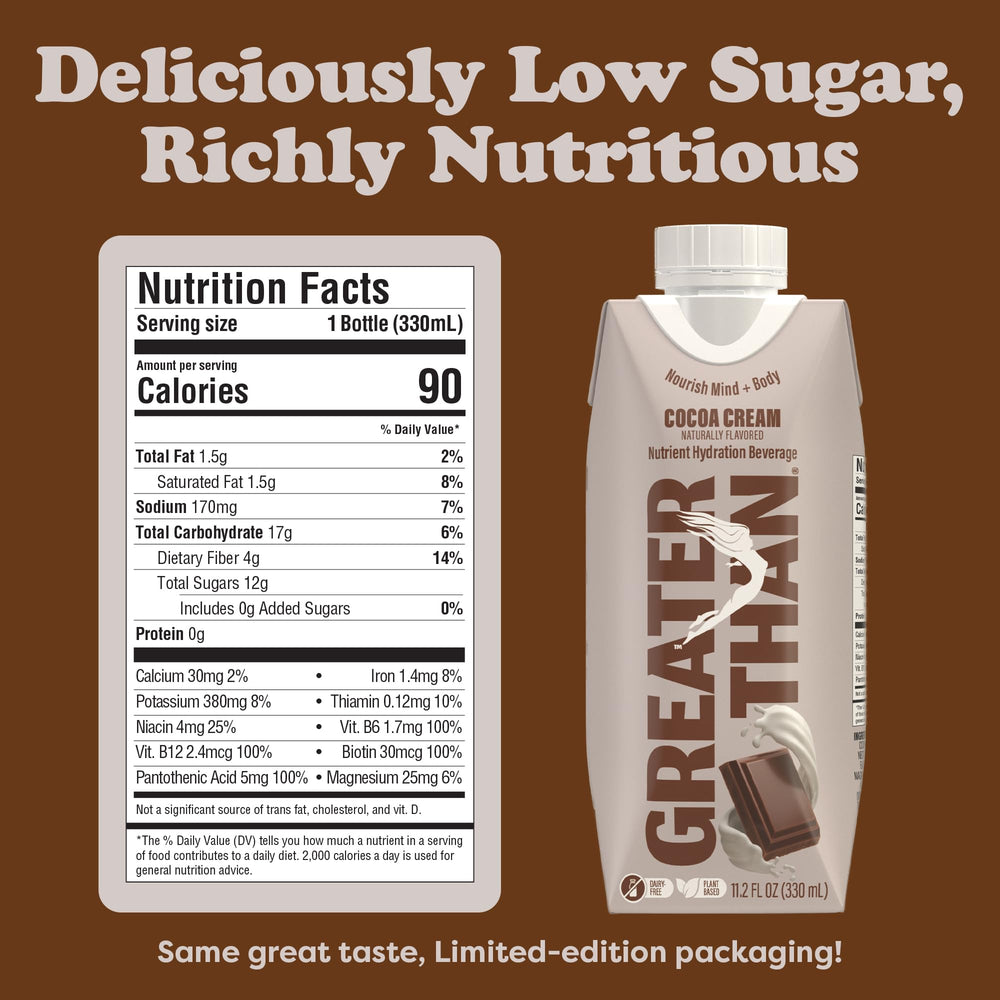 Greater Than Nutrient Hydration pouring shows on-the-go hydration without added sugar.