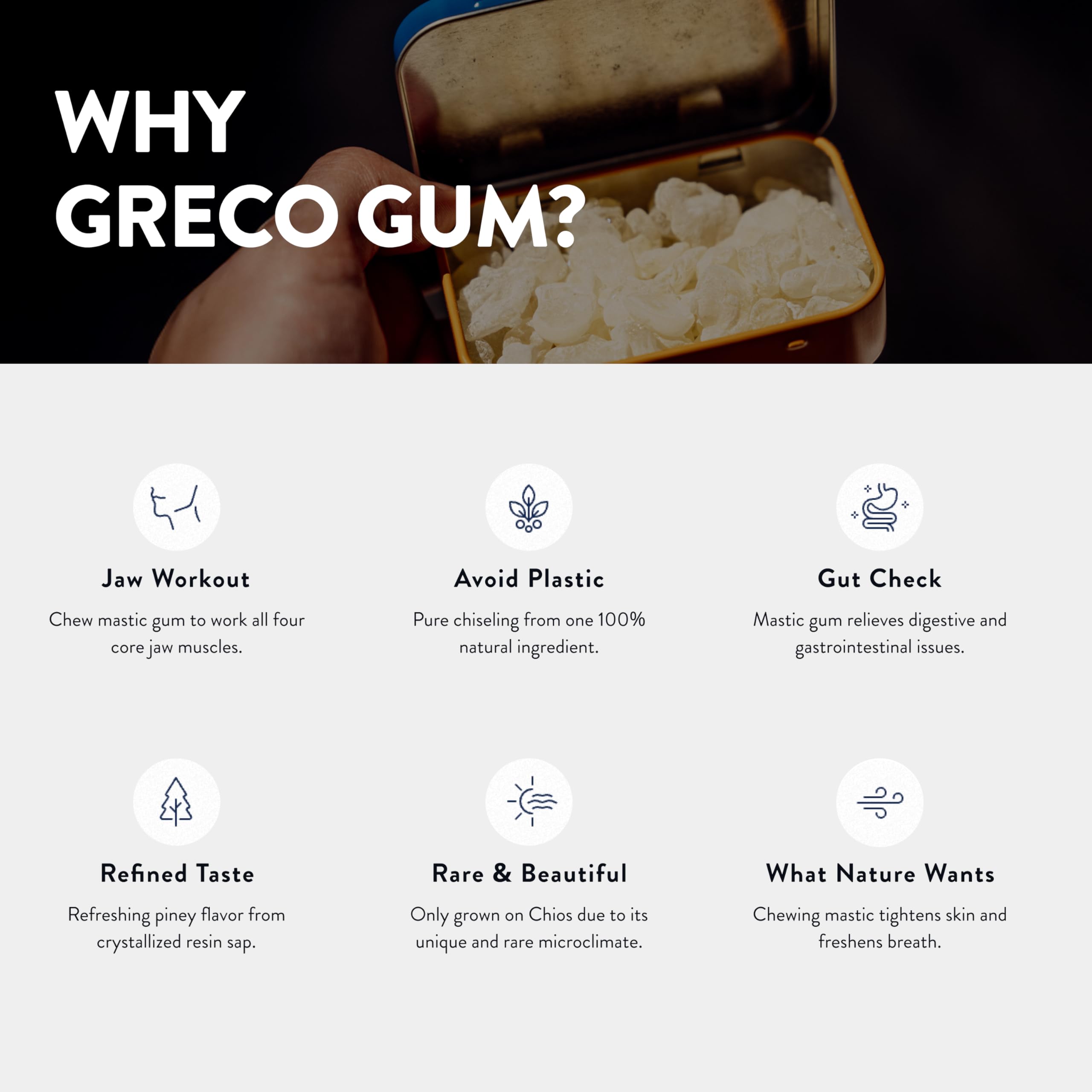 Greco Gum mastic gum nuggets in gym bag ready for routine chewing